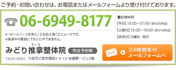 梅田の整体みどり推拿整体院へのコンタクト