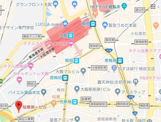 梅田の整体みどり推拿整体院への行き方