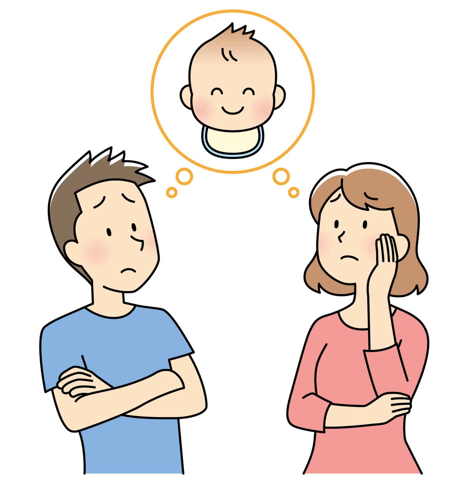 不妊症で悩む夫婦のイラスト画像